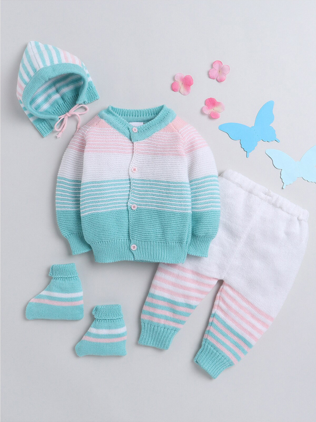 

Little Angels Kids Striped Cardigan Sweaters, Green