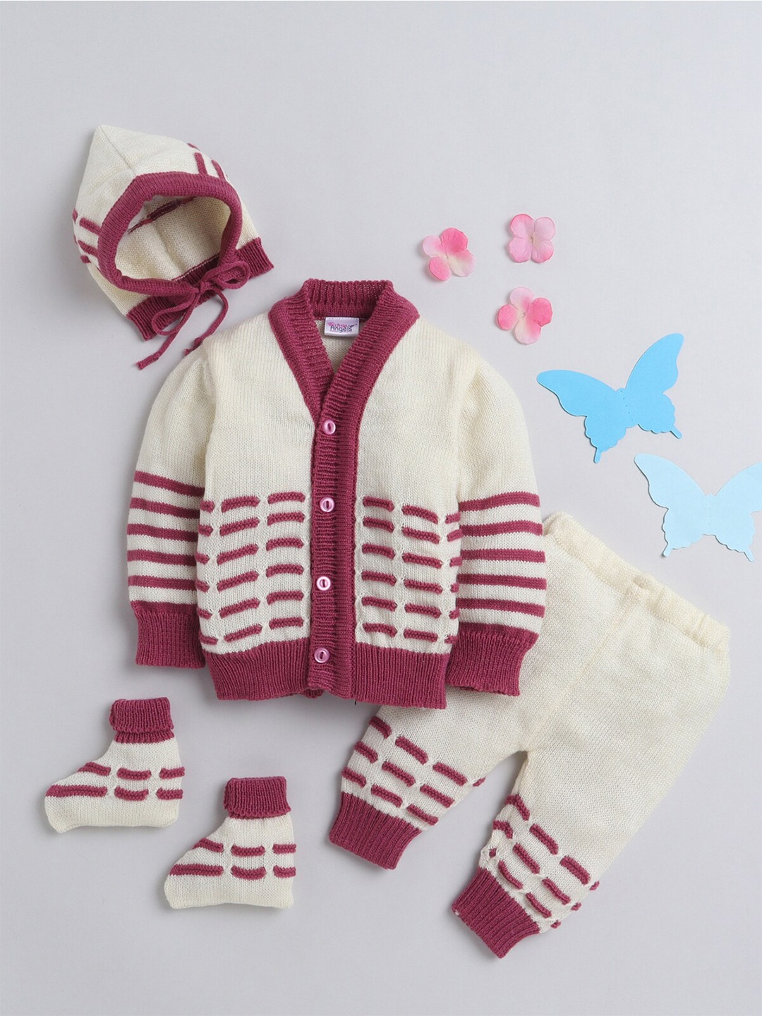 

Little Angels Kids Striped Cardigan Sweaters, Maroon
