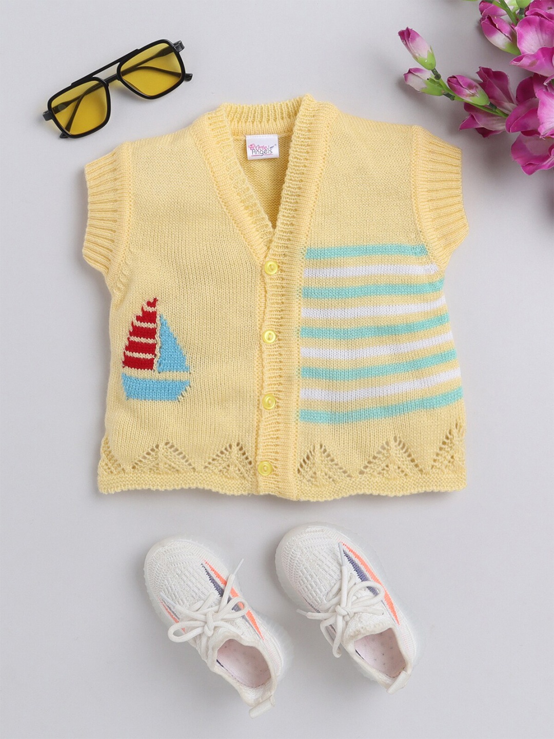 

Little Angels Kids Striped Cardigan Sweaters, Yellow