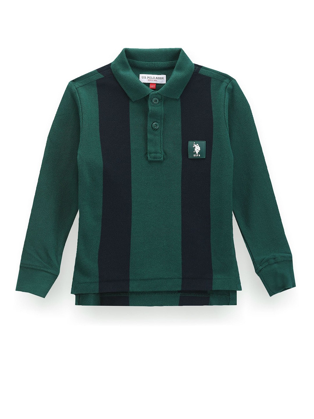

U.S. Polo Assn. Kids Boys Striped Polo Collar T-shirt, Green