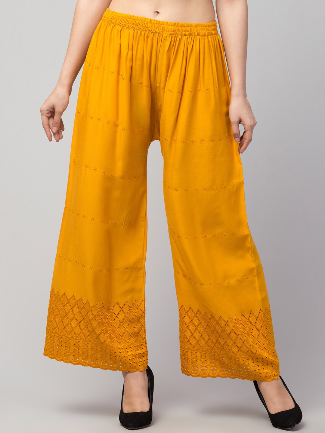 

Trend Level Geometric Embroidered Palazzos, Mustard