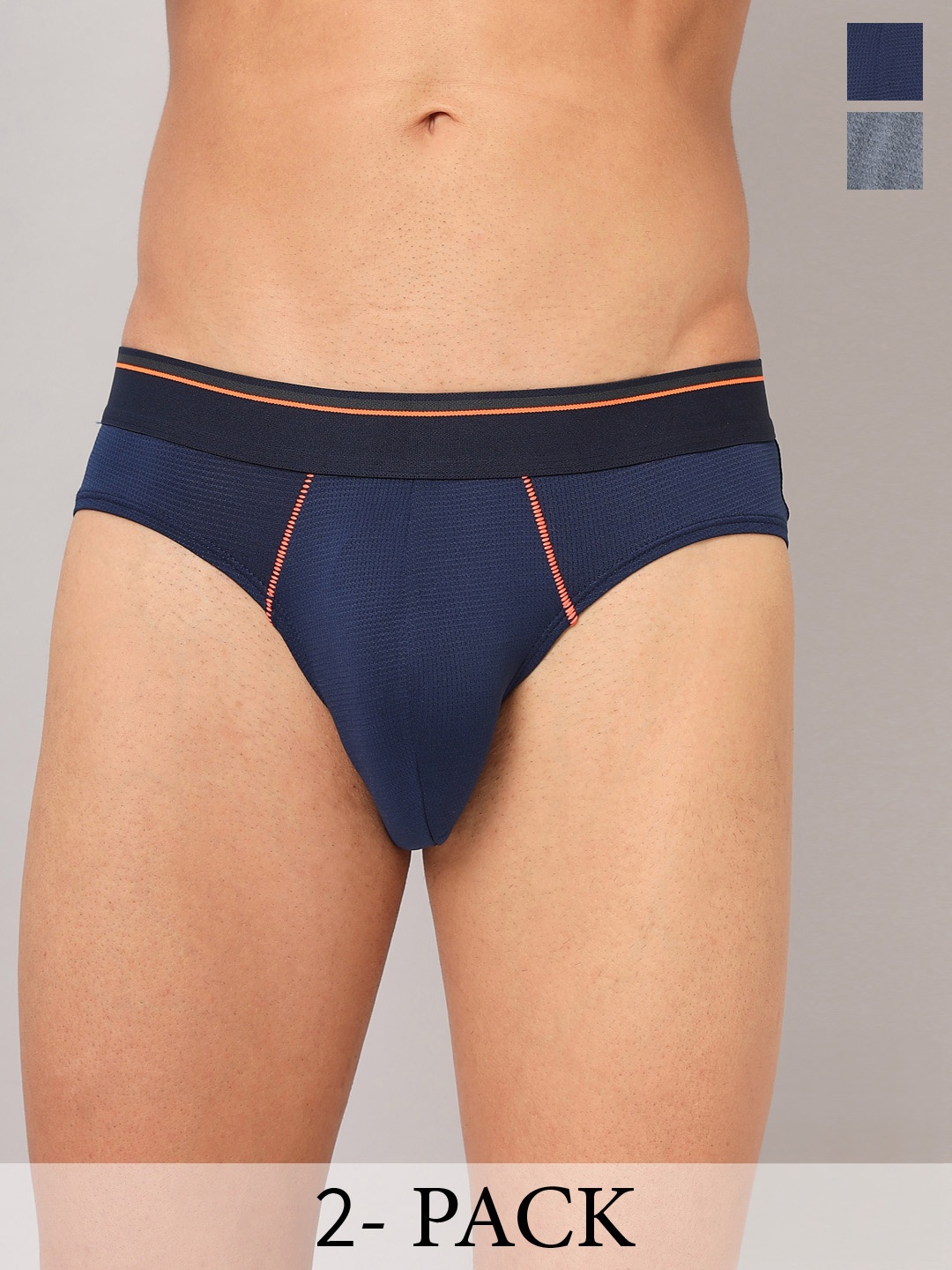 

Technosport Pack Of 2 Elasticated Waistband Briefs Men MAOR54AS2, Navy blue