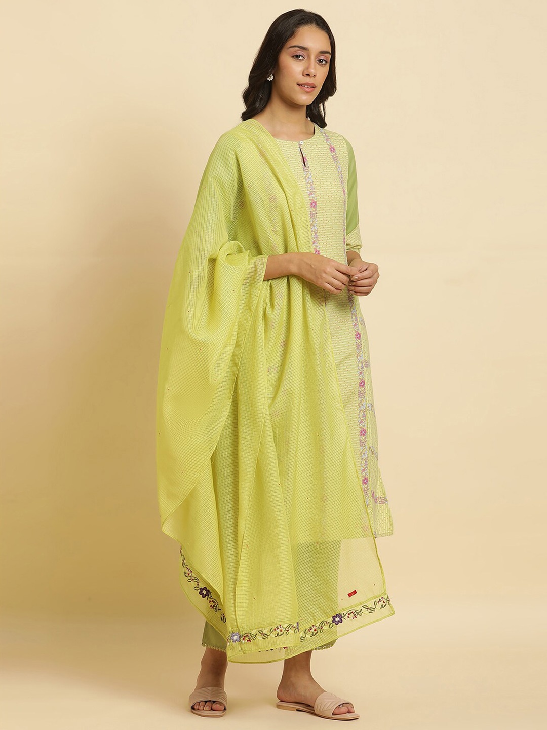 

W Woven Design Dupatta, Green