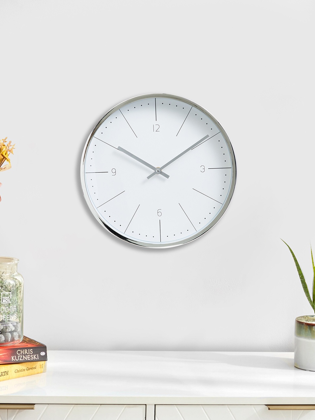 

Home Centre White Textured Contemporary Wall Clock
