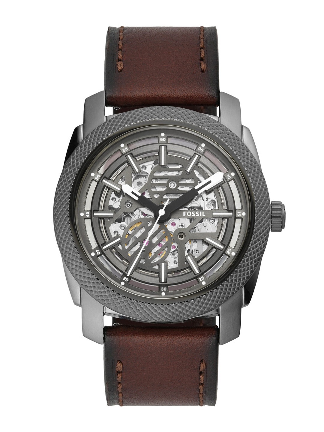 

Fossil Men Leather Straps Analogue Automatic Motion Powered Watch ME3254, Grey