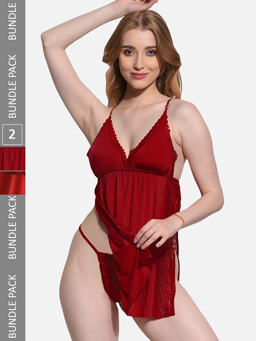 

FIMS Pack Of 2 Self Design Shoulder Straps Baby Doll, Maroon