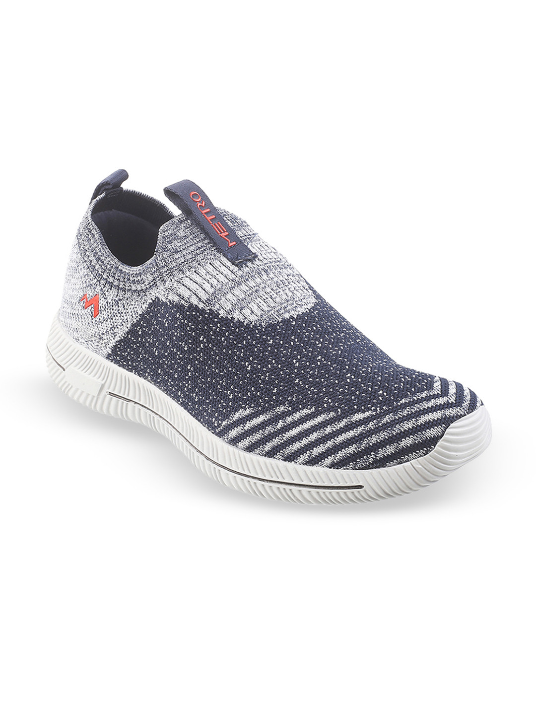 

Metro Men Textured Comfort Insole Contrast Sole Sneakers, Blue