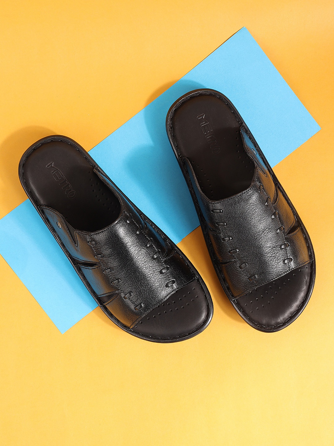 

Metro Slip-On Leather Comfort Sandals, Black