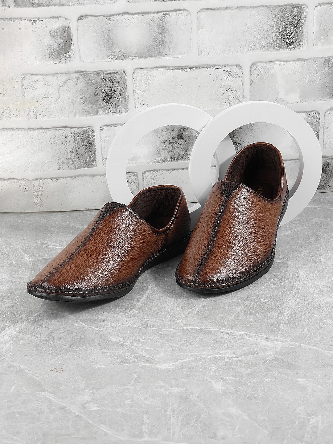 

Metro Men Textured Formal Slip-On Loafers, Tan