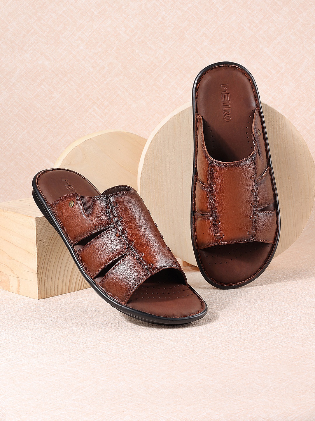 

Metro Slip-On Leather Comfort Sandals, Brown