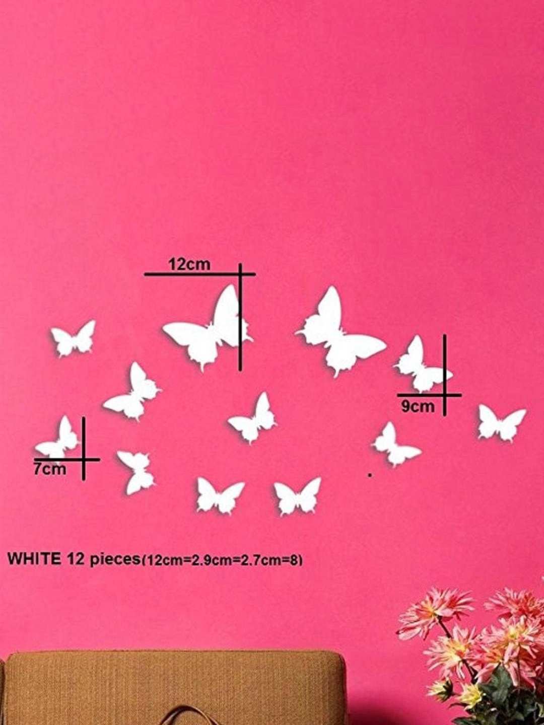 

Jaamso Royals White 12 Pieces Butterfly Printed Self-Adhesive Water Proof Wall Stickers