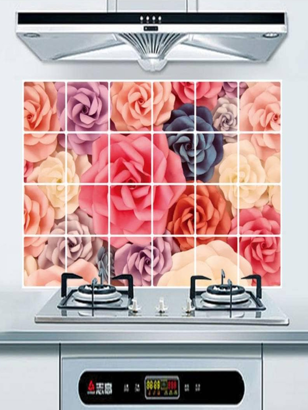 

Jaamso Royals Printed Self-Adhesive Water Proof Kitchen Wall Sticker, Pink