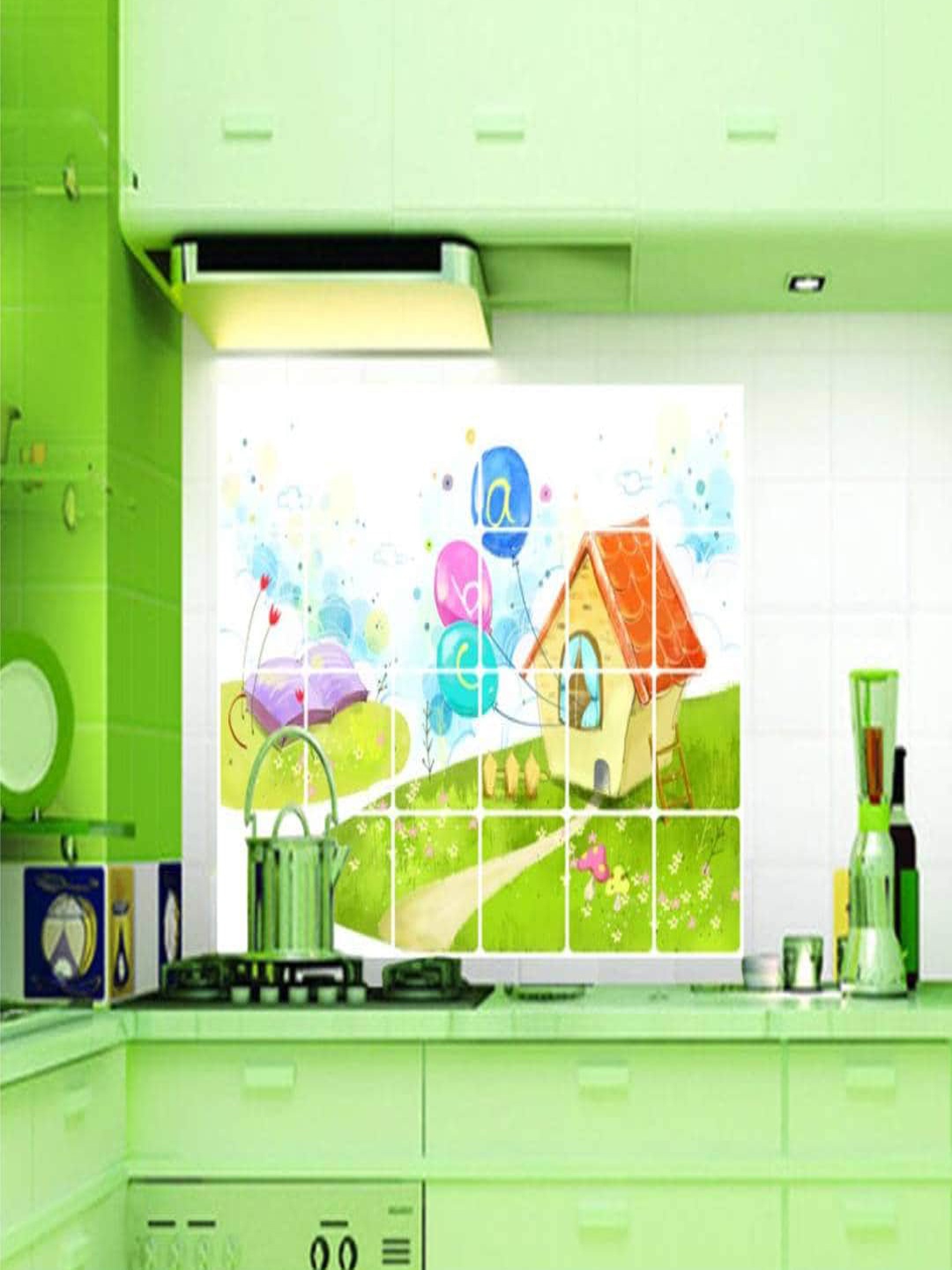 

Jaamso Royals White & Green Printed Self-Adhesive Water Proof Kitchen Wall Sticker