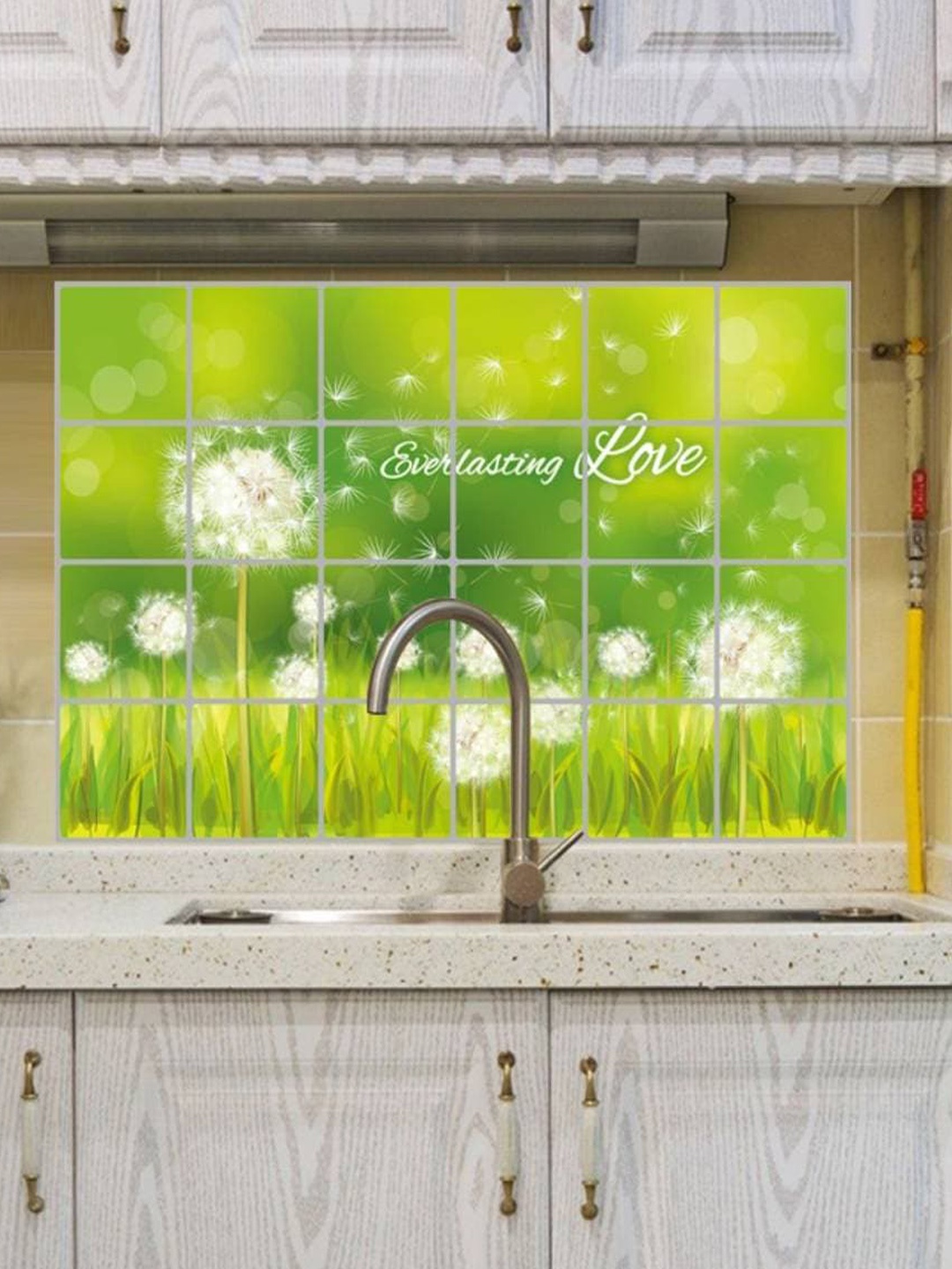 

Jaamso Royals Printed Self-Adhesive Water Proof Kitchen Wall Sticker, Green