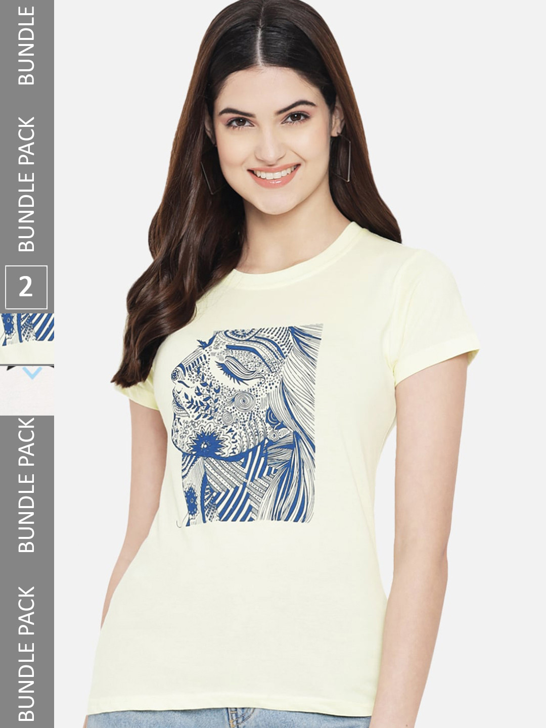

BAESD Pack Of 2 Graphic Printed Cotton T-Shirt, Yellow
