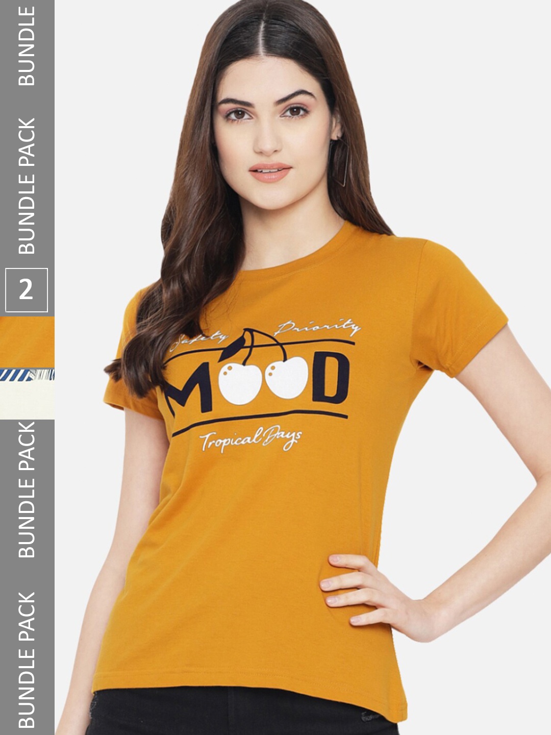 

BAESD Pack Of 2 Typography Printed Cotton T-Shirt, Orange