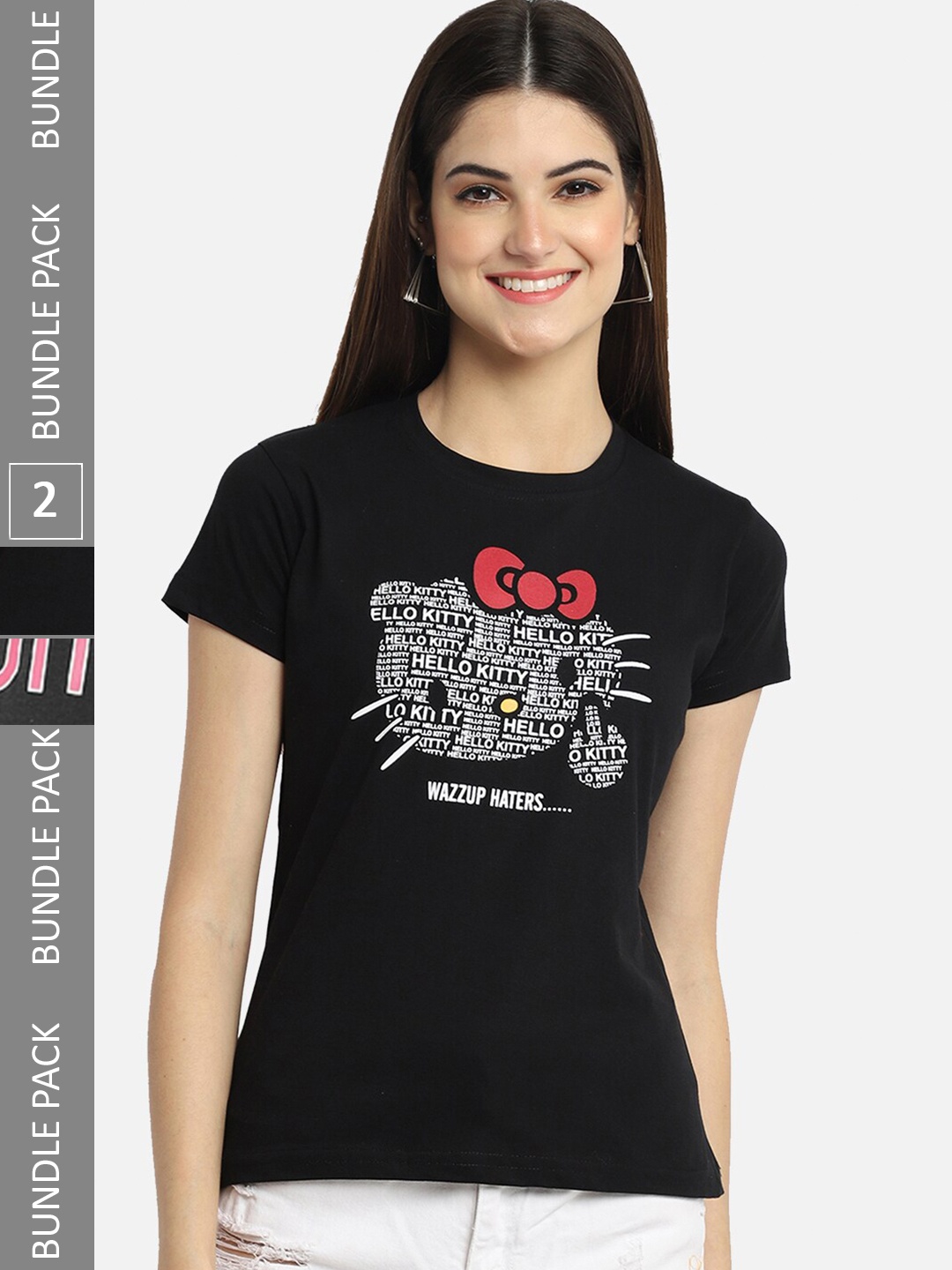 

BAESD Pack Of 2 Typography Printed Cotton T-shirts, Black
