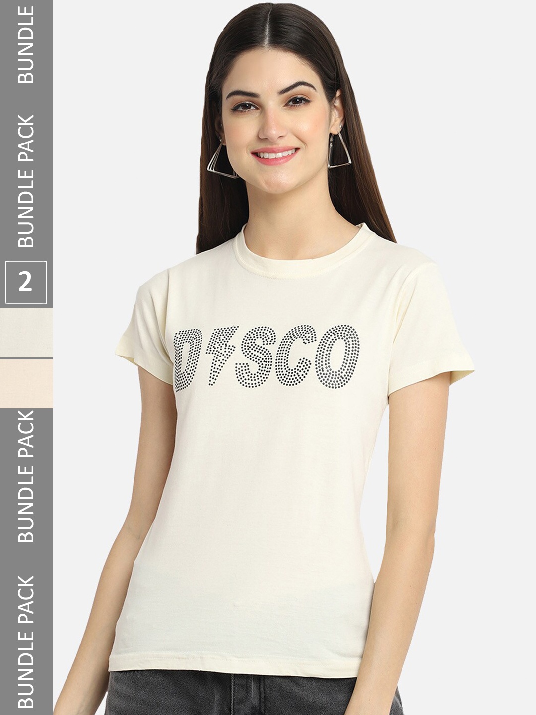 

BAESD Pack Of 2 Printed Cotton T-shirt, Off white