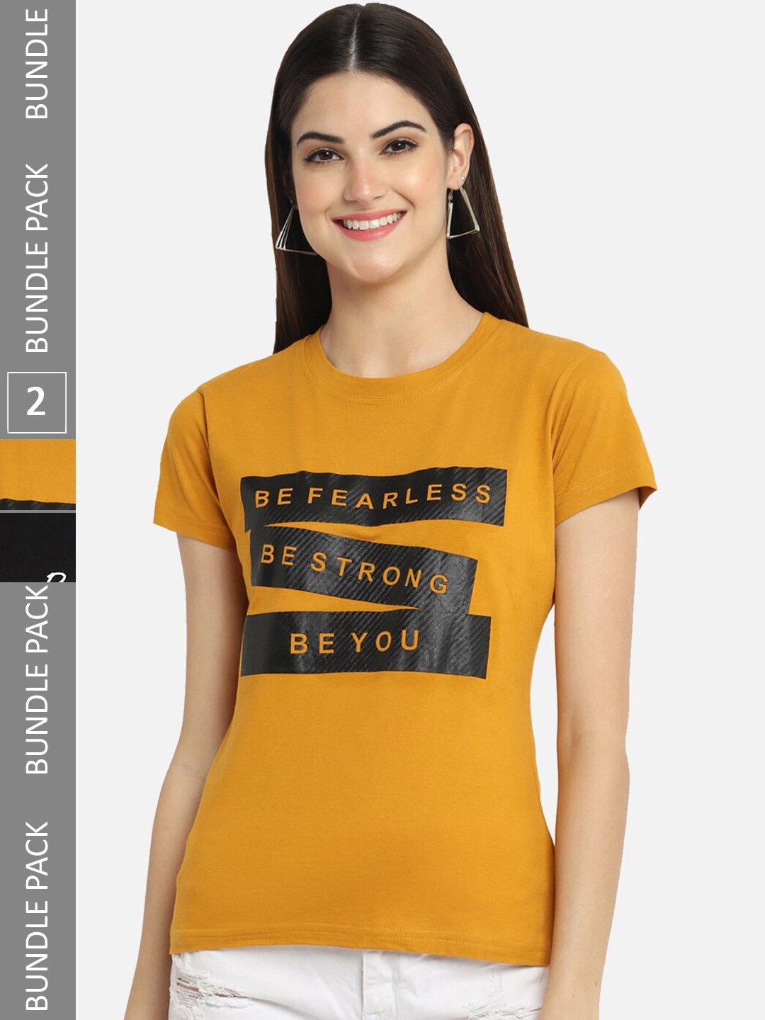 BAESD Pack of 2 Typography Printed Cotton T-shirt, Multi
