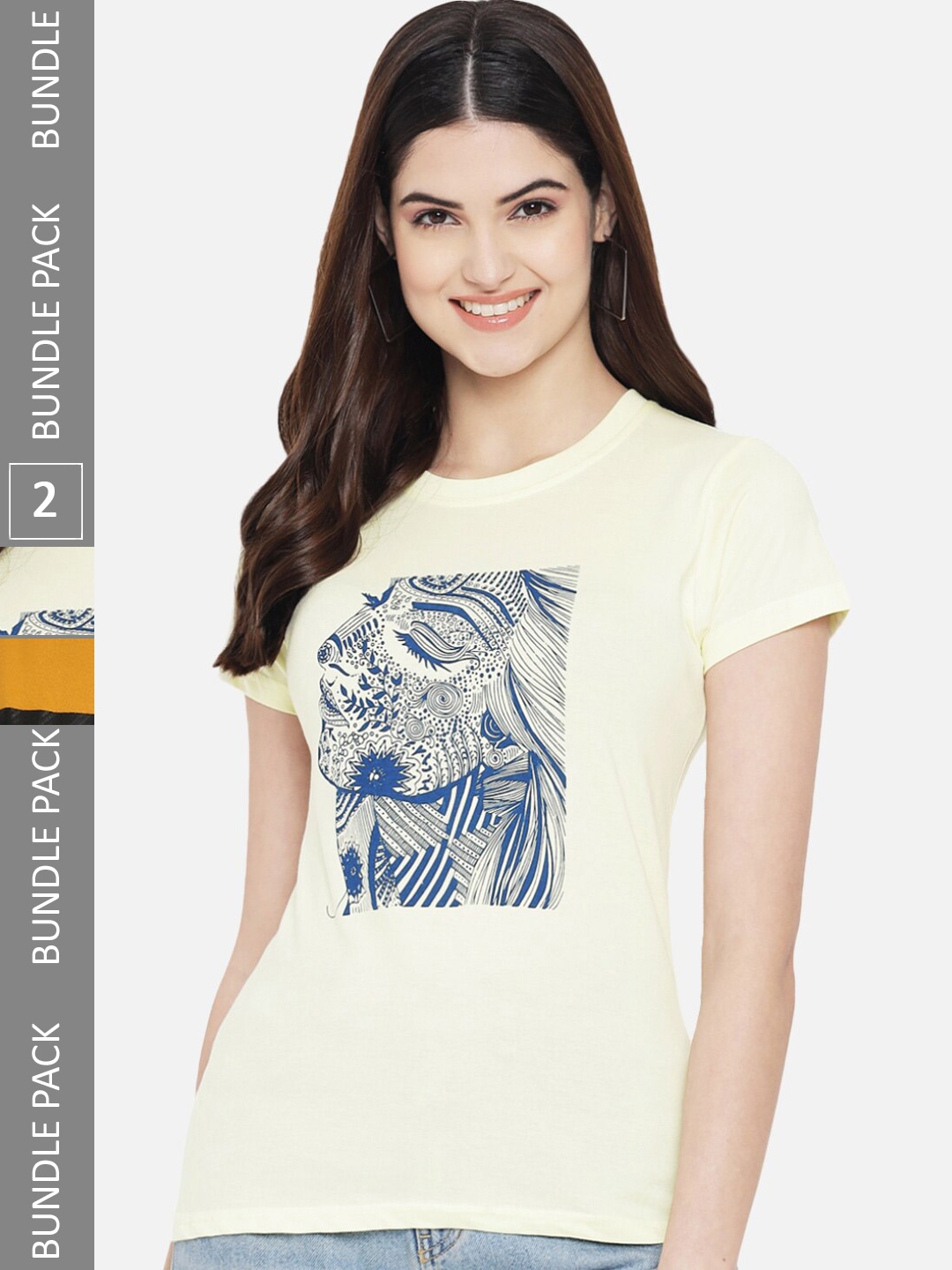 

BAESD Pack of 2 Graphic Printed Cotton T-shirt, Yellow