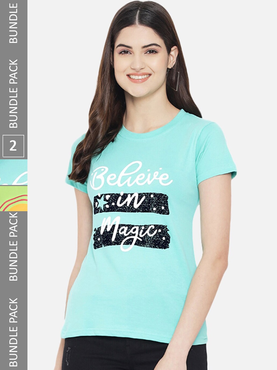 

BAESD Pack Of 2 Printed Cotton T-Shirts, Teal