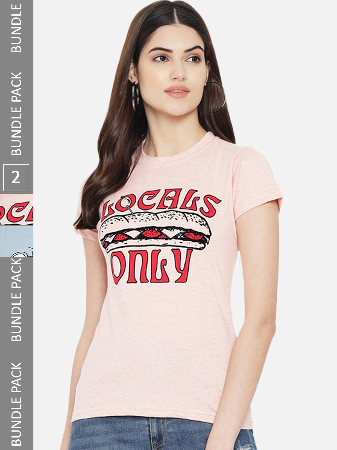 BAESD Pack Of 2 Typography Printed Cotton T-Shirt, Pink