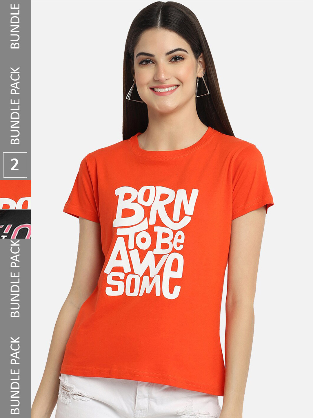 

BAESD Pack Of 2 Typography Printed Cotton T-Shirt, Red