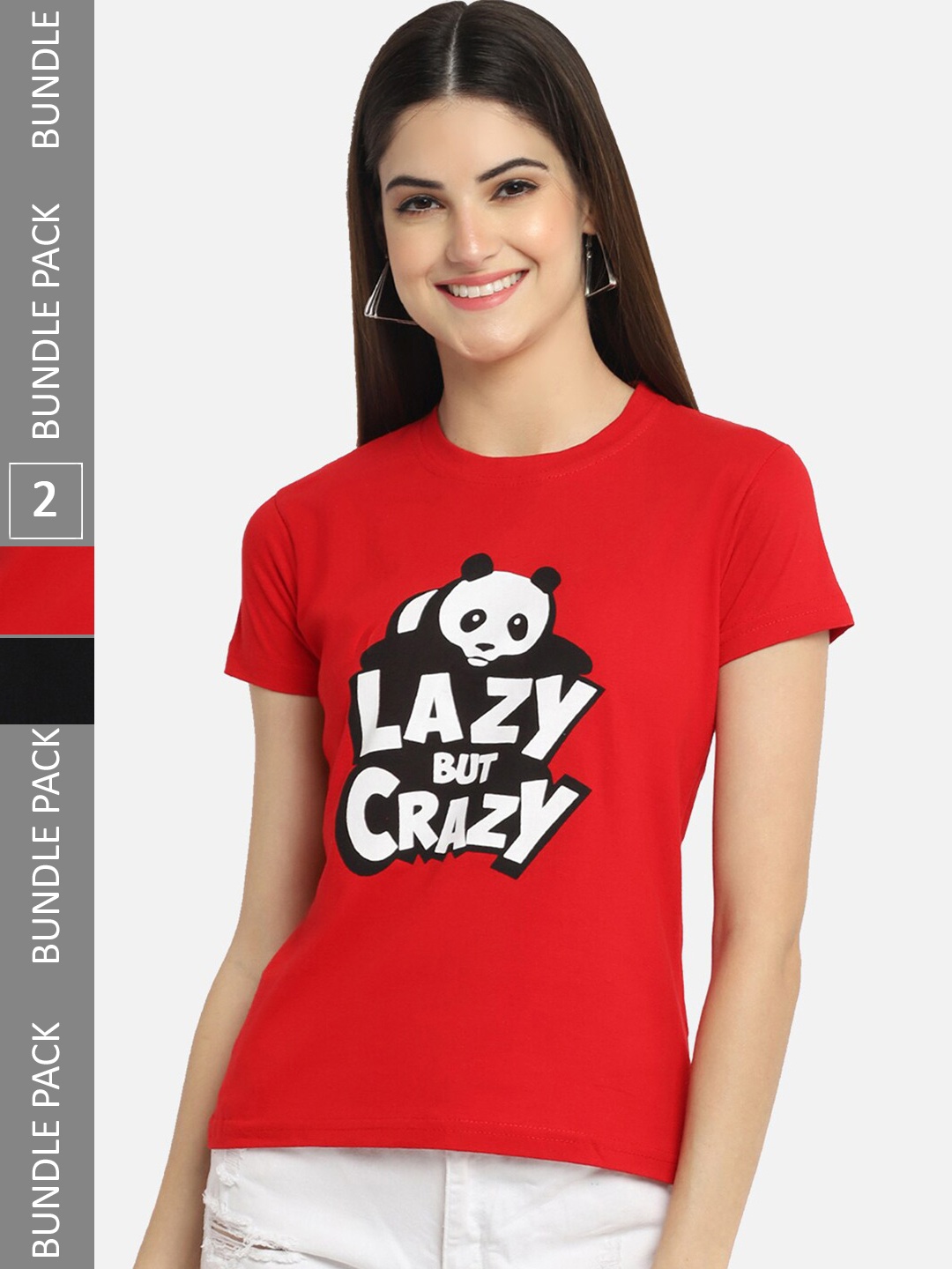 

BAESD Pack Of 2 Graphic Printed Cotton T-shirt, Red