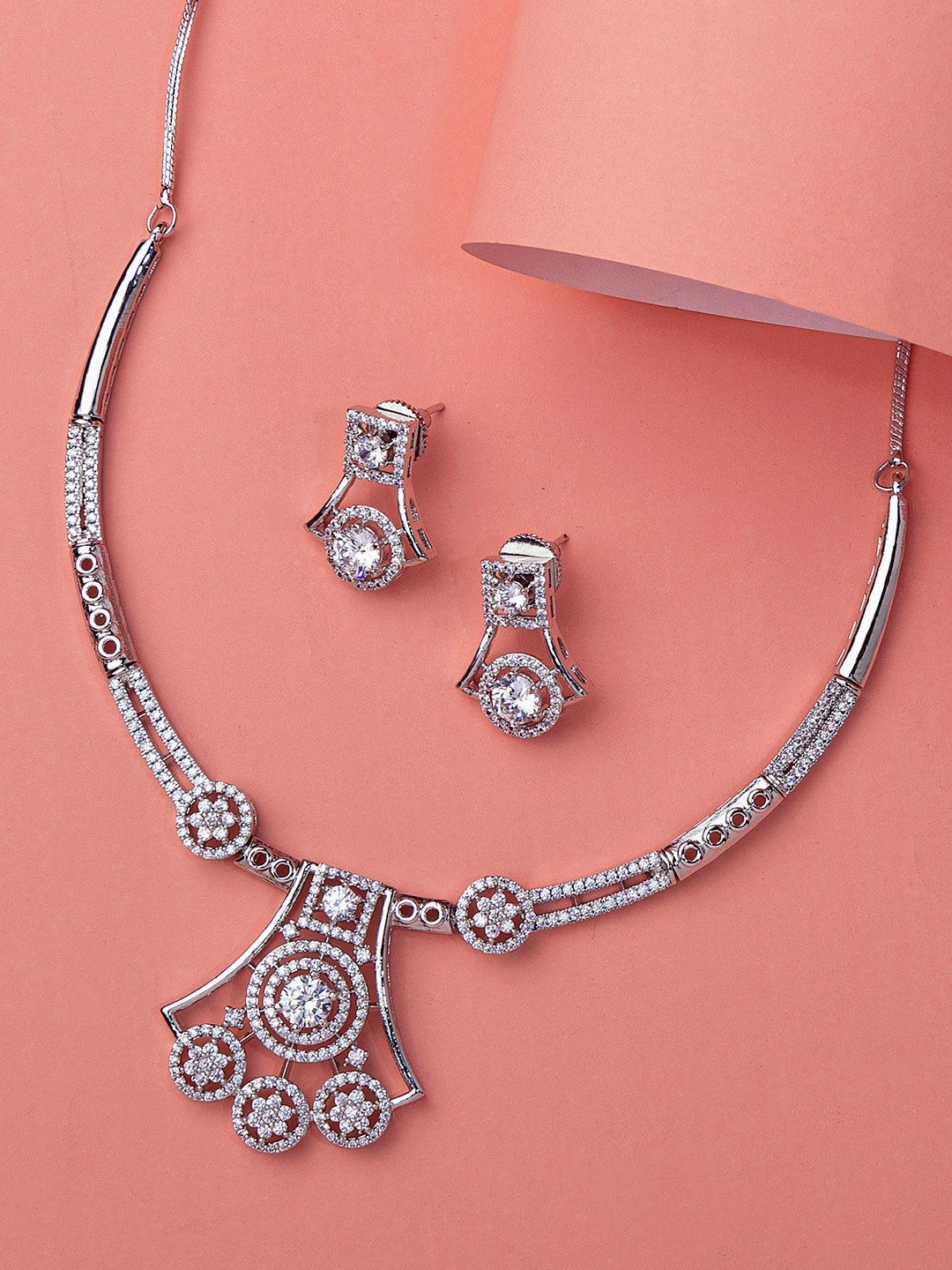 

Alamod Silver-Plated Stone-Studded Jewellery Set