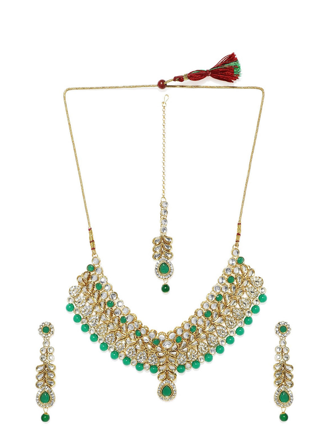 

Alamod Gold-Plated Kundan Studded & Beaded Jewellery Set