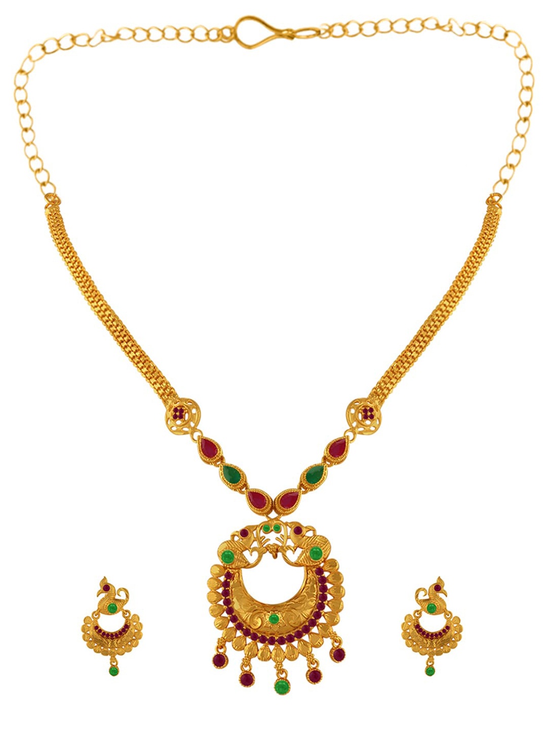 

Alamod Gold-Plated Kundan Studded & Beaded Jewellery Set