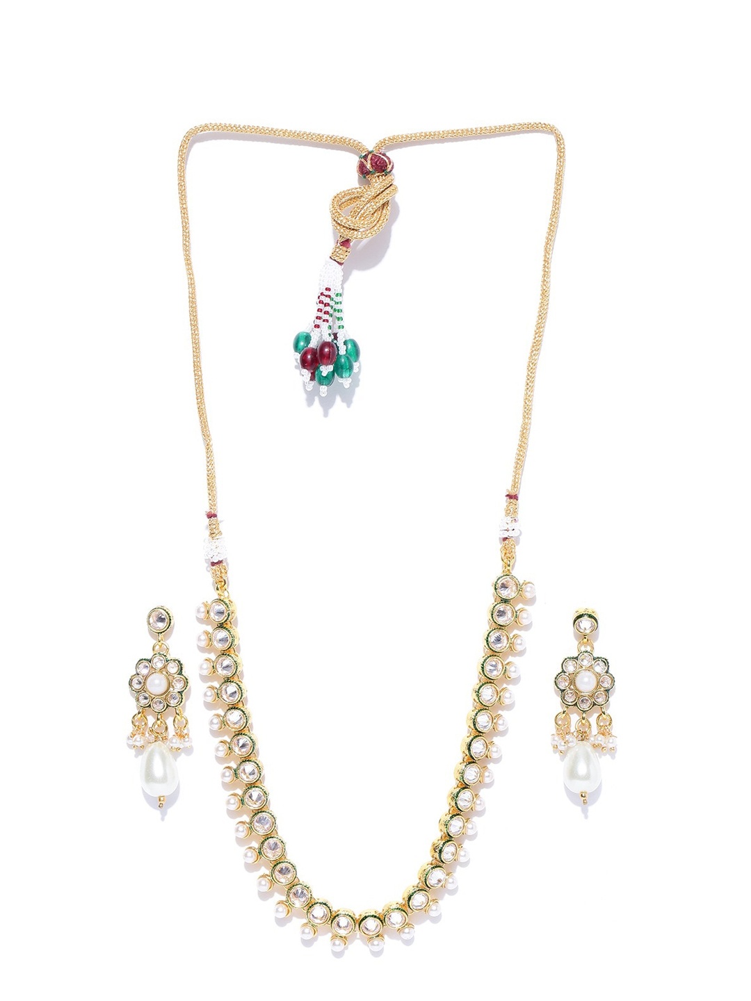 

Alamod Gold-Plated Kundan Studded & Beaded Jewellery Set