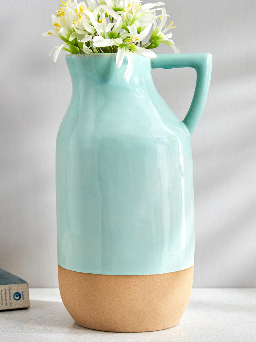 

Home Centre Colour Refresh Green & Brown Colourblocked Polyresin Narrow Mouth Flower Vase