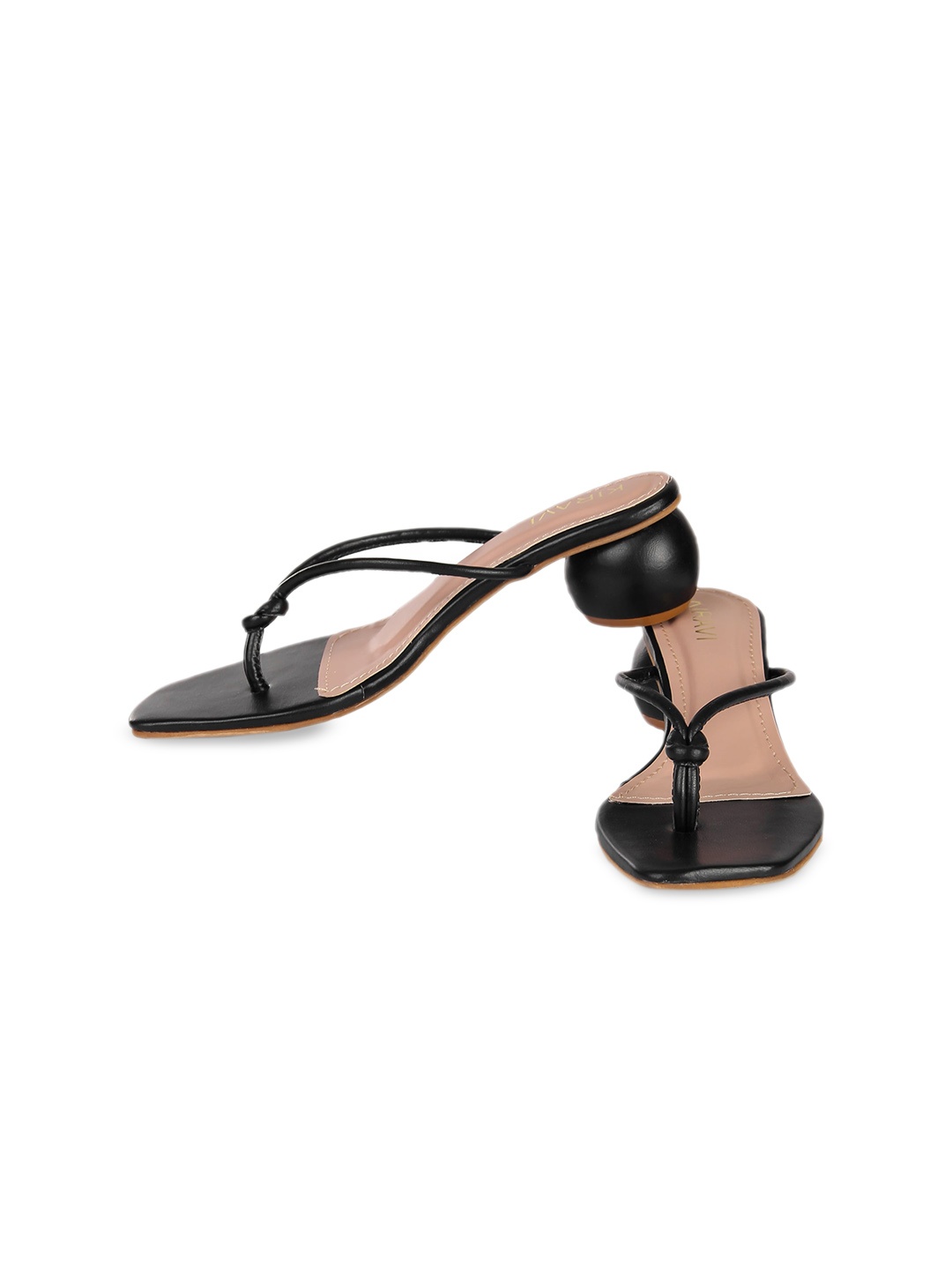 

KIRAVI Open Toe Block Heels, Black