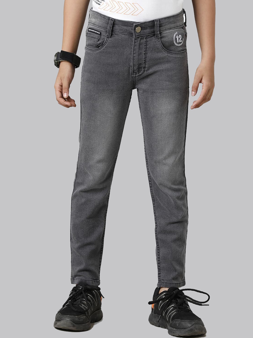 

UNDER FOURTEEN ONLY Boys Clean Look Slim Fit Heavy Fade Jeans, Grey