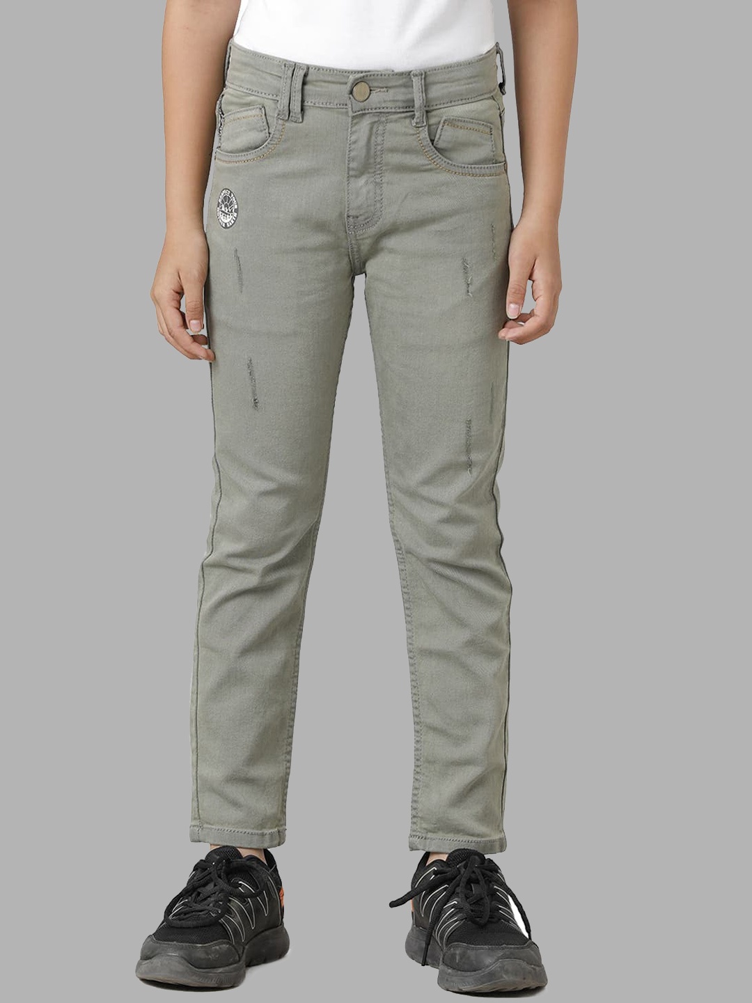 

UNDER FOURTEEN ONLY Boys Mildly Distressed Light Fade Slim Fit Jeans, Grey