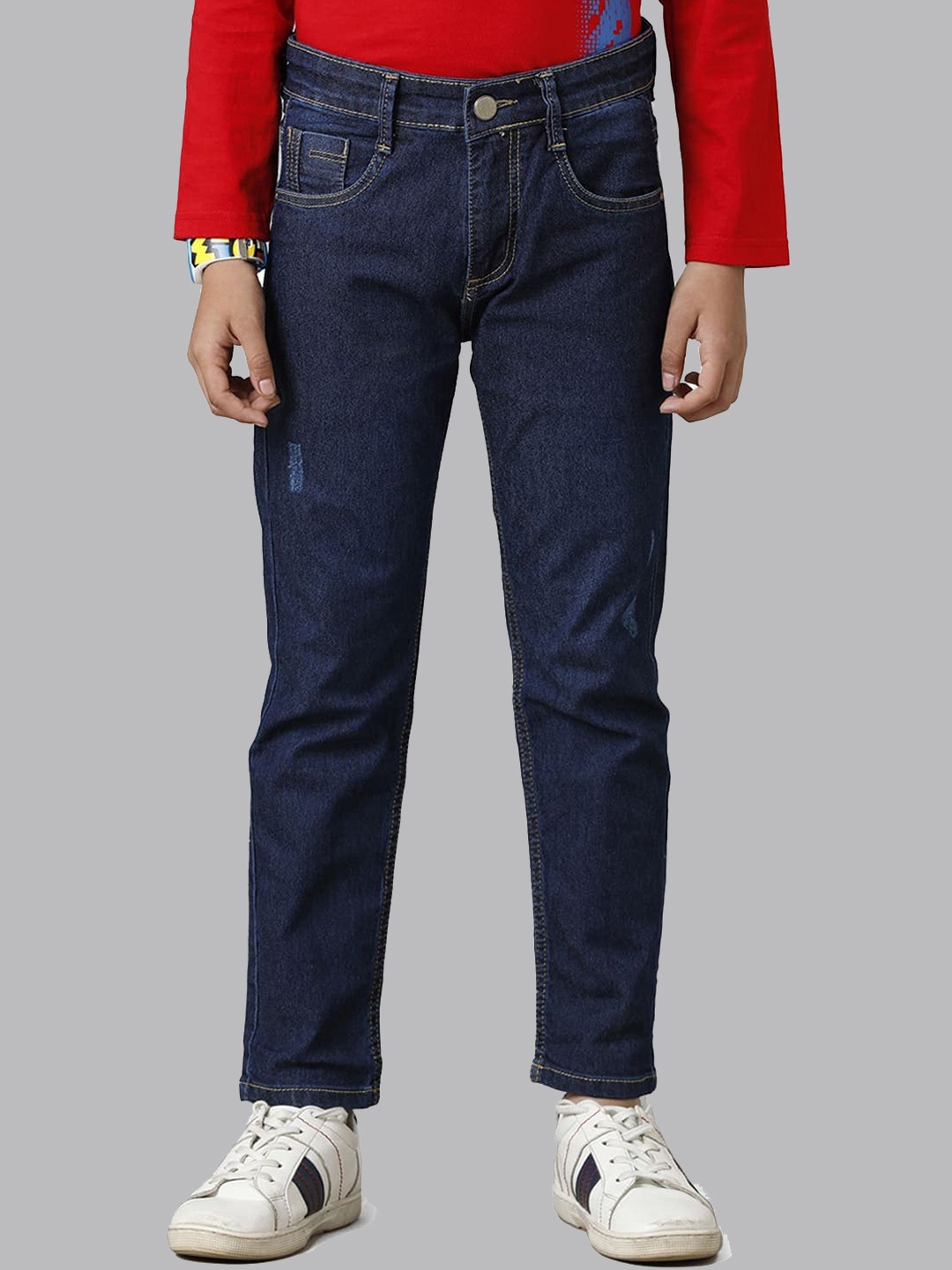 

UNDER FOURTEEN ONLY Boys Low Distress Slim Fit Jeans, Navy blue