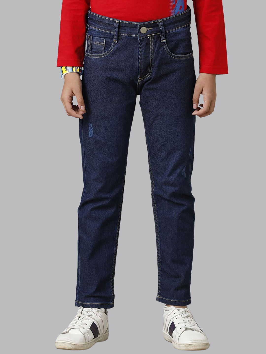 

UNDER FOURTEEN ONLY Boys Low Distress Slim Fit Jeans, Navy blue