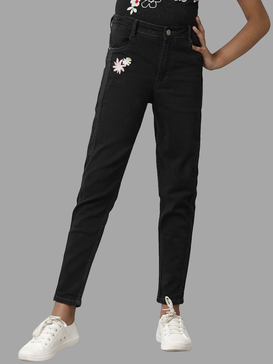 

UNDER FOURTEEN ONLY Girls Skinny Fit Clean Look Jeans, Black