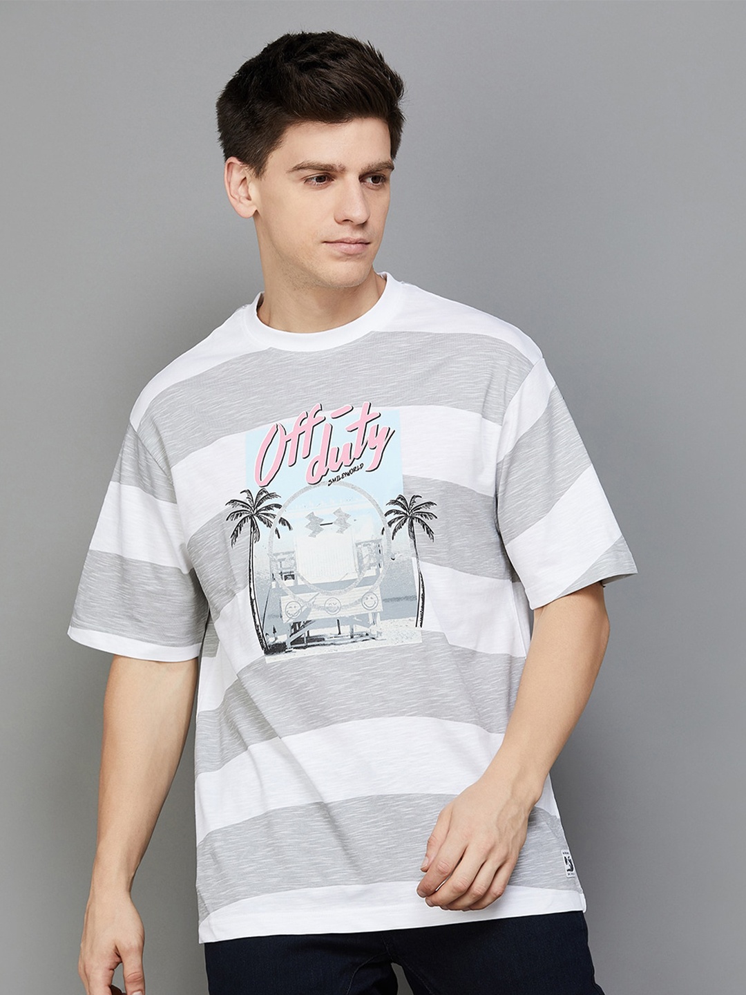 

SmileyWorld Graphic Printed Slim Fit Cotton T-shirt, White