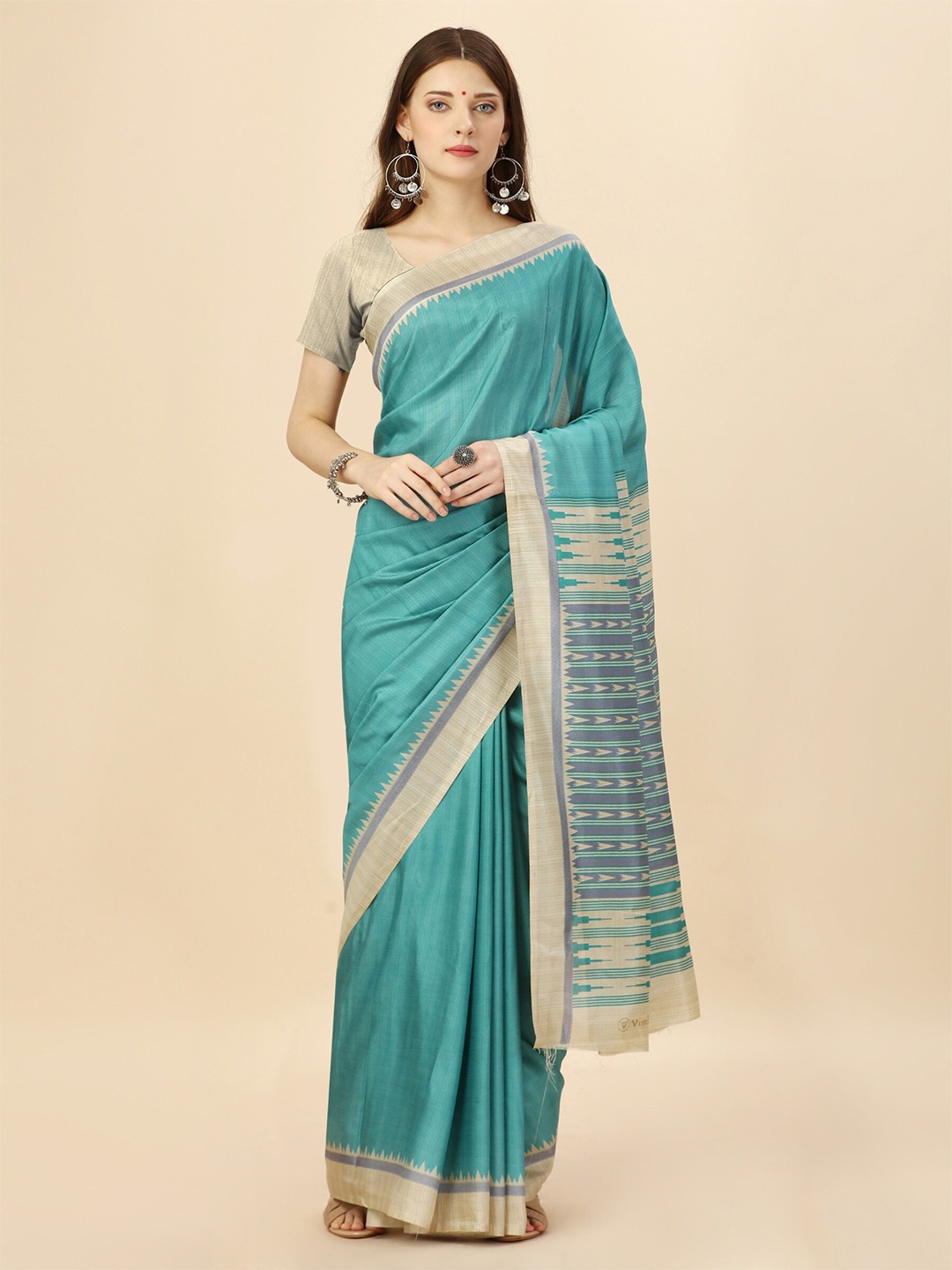 

VIMLA Abstract Printed Mysore Silk Saree, Blue