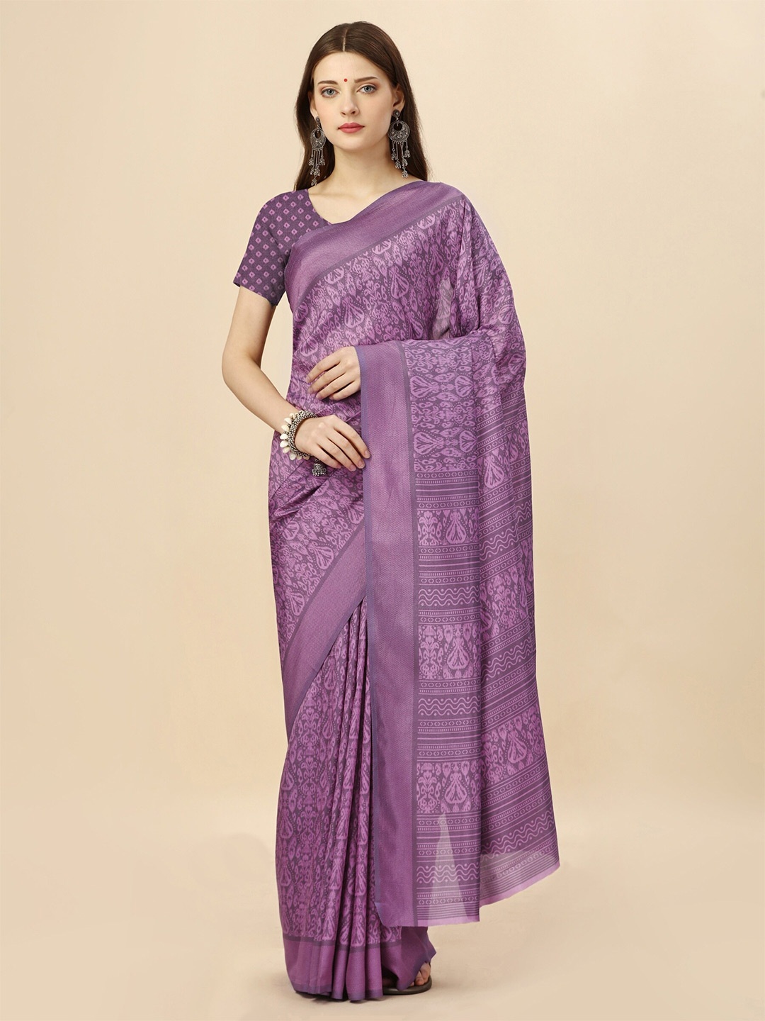 

VIMLA Ethnic Motifs Printed Mysore Silk Saree, Purple