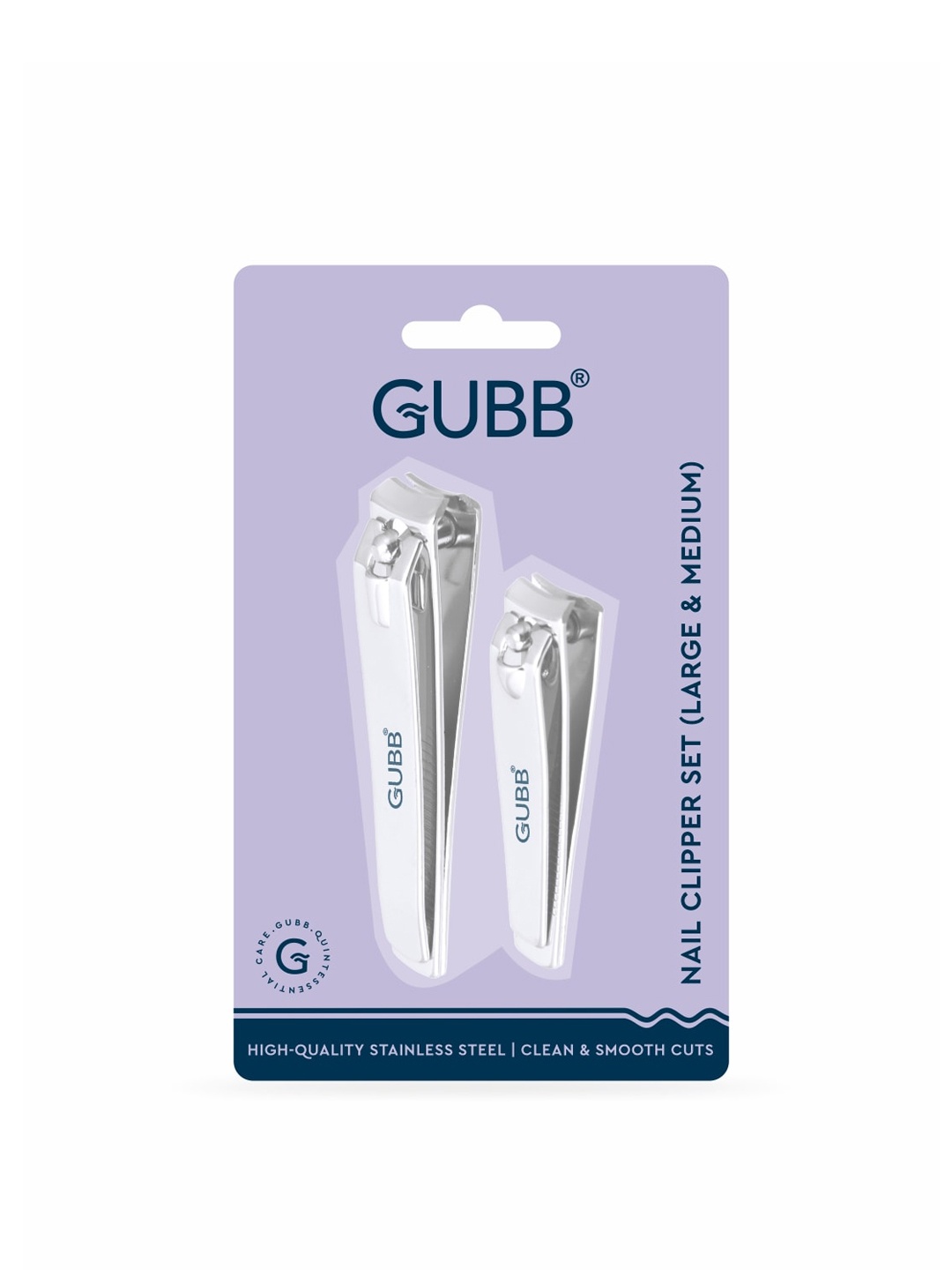 

GUBB Large & Medium Nail Clipper Set - Silver