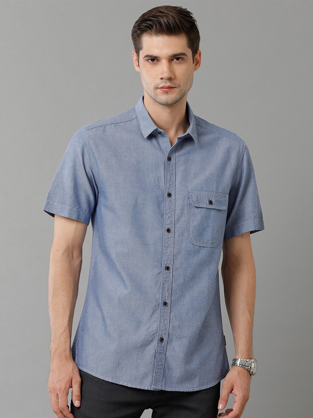 

Voi Jeans Spread Collar Pure Cotton Casual Shirt, Blue