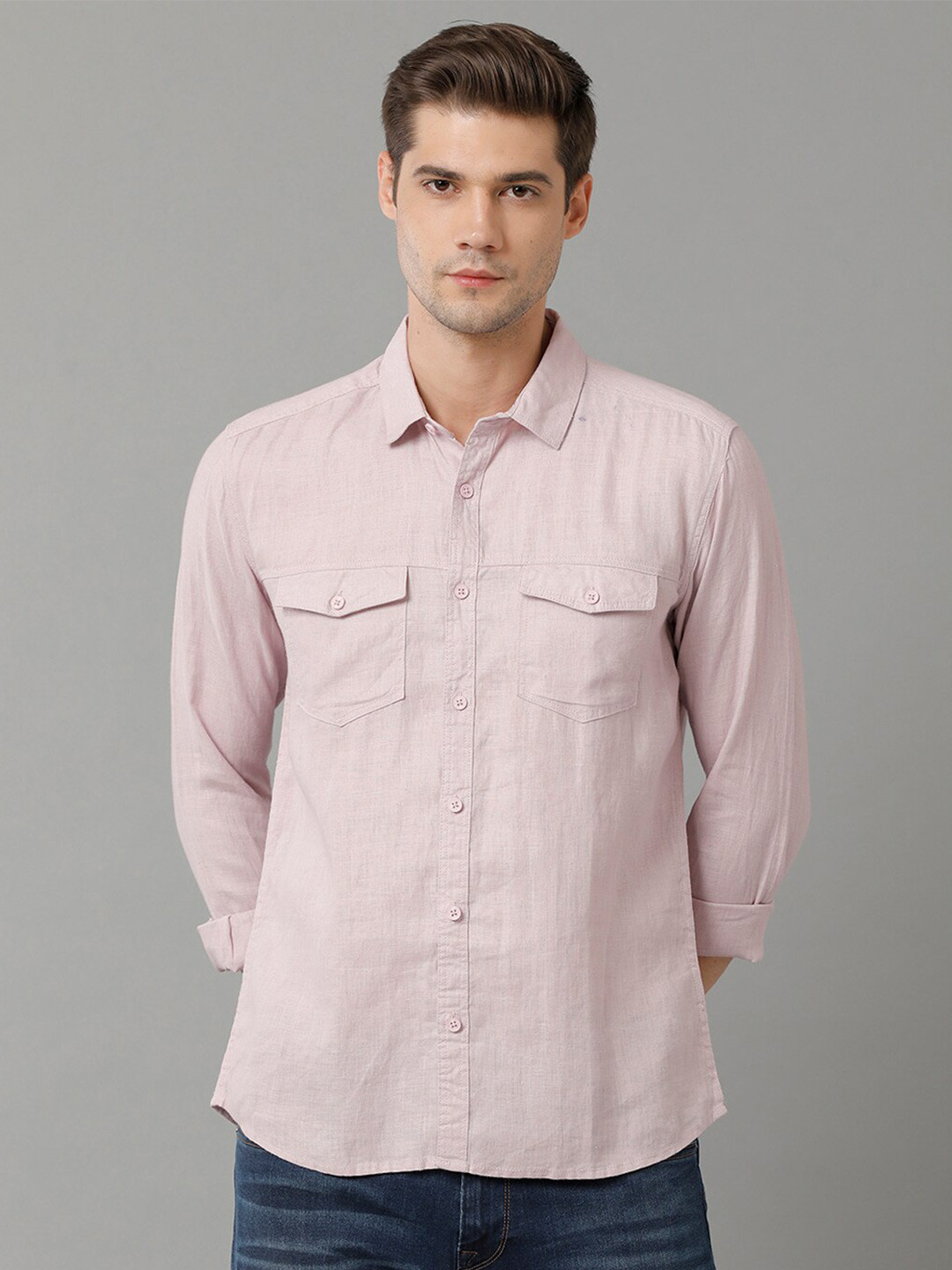 

Voi Jeans Men Pink Slim Fit Opaque Casual Shirt