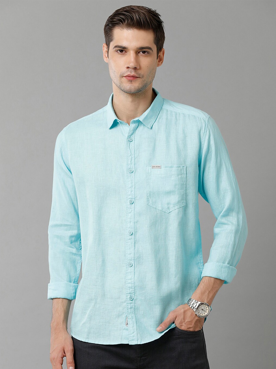 

Voi Jeans Men Blue Slim Fit Opaque Casual Shirt