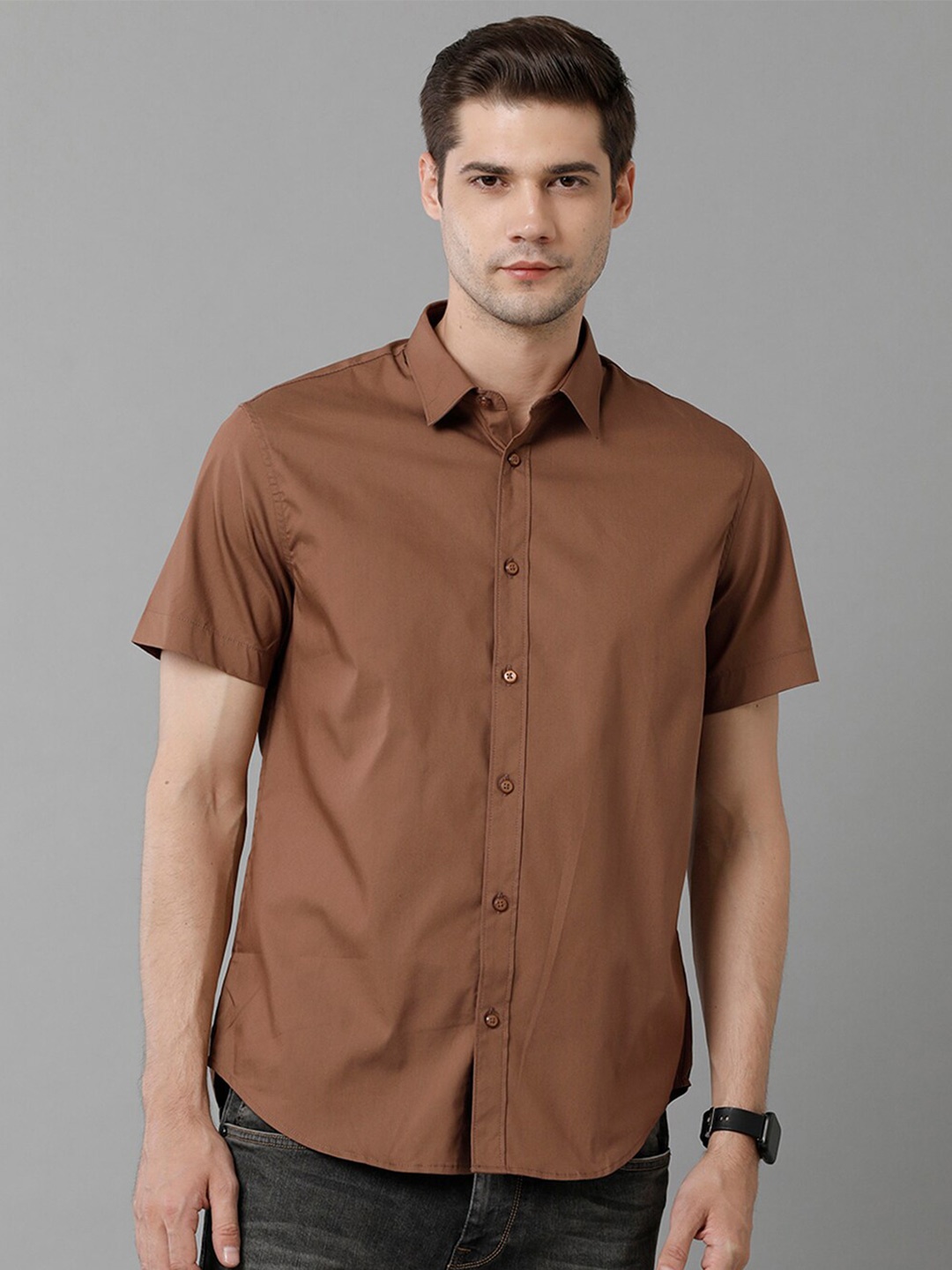 

Voi Jeans Men Brown Opaque Casual Shirt