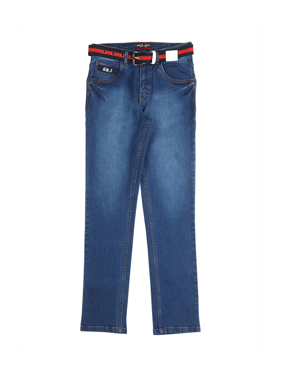 

Gini and Jony Boys Mid Rise Clean Look Light Fade Cotton Jeans, Blue