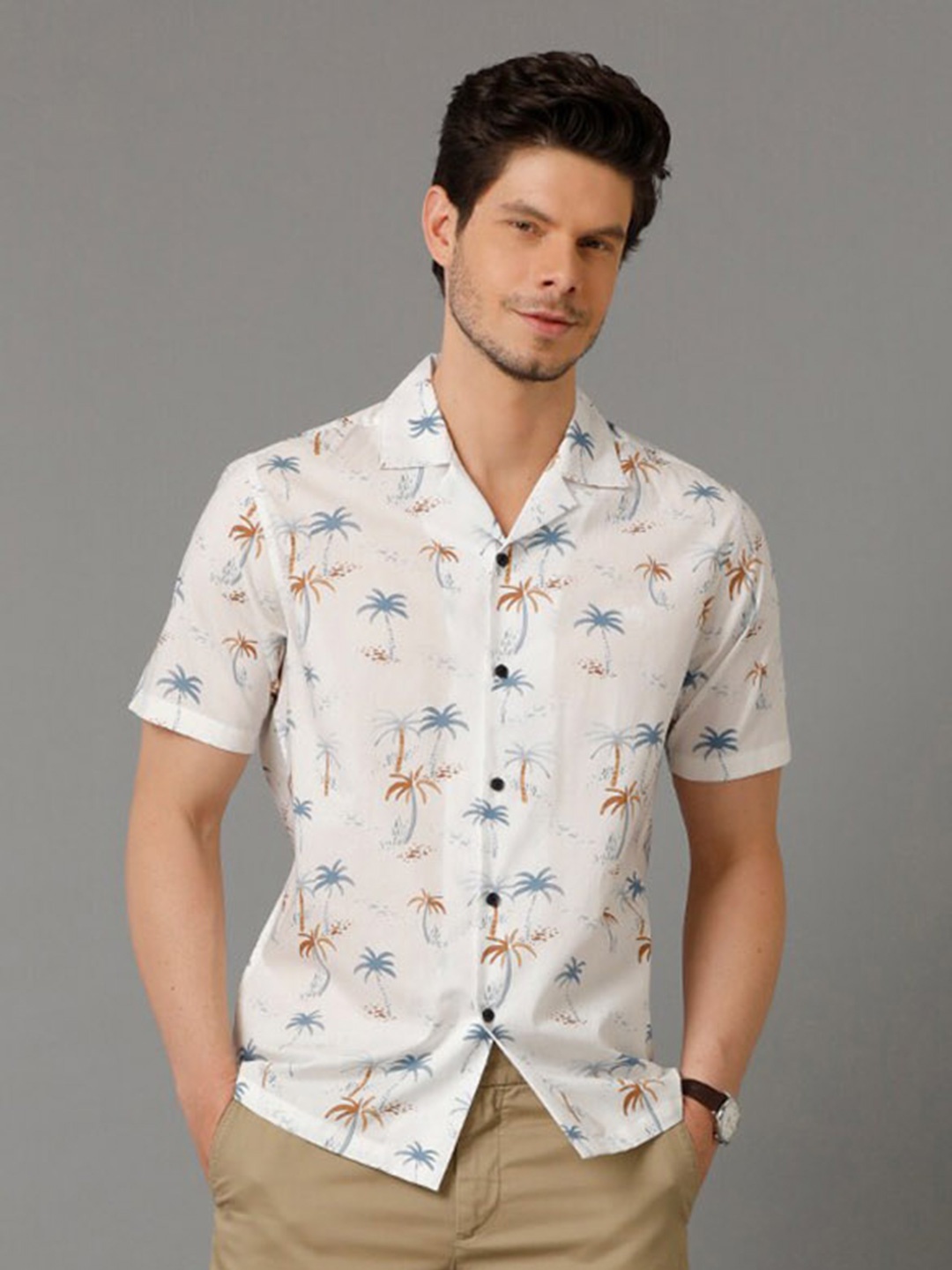 

Aldeno Comfort Conversational Printed Pure Cotton Casual Shirt, White