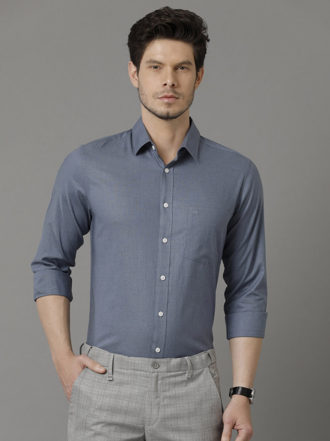 

Aldeno Men Comfort Spread Collar Regular Fit Cotton Formal Shirt, Blue